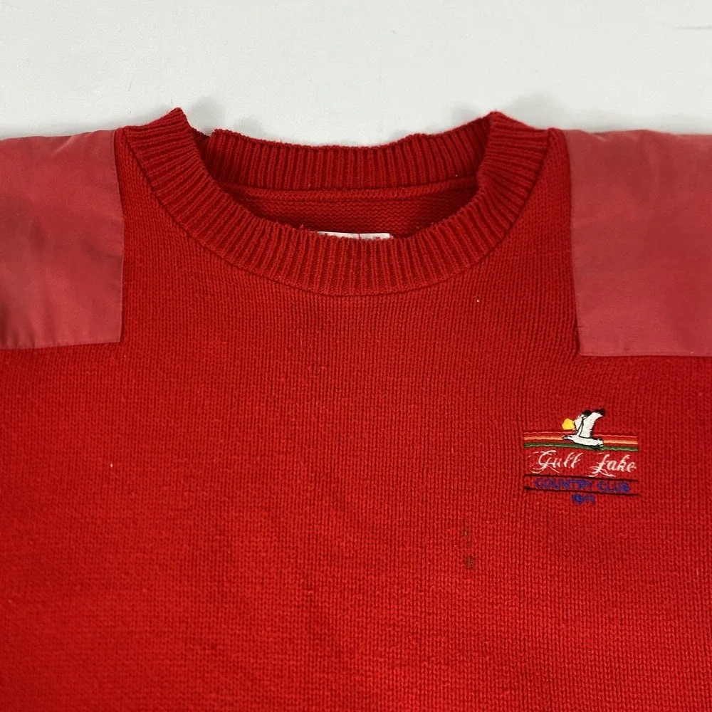 Vintage The RainSweater Sweater Mens Large Red Gull Lake Country Club Golf